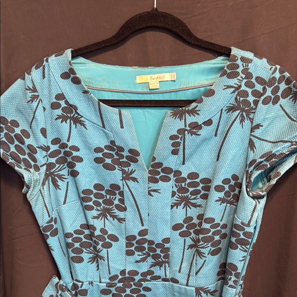 Boden “Martha” Day Dress – Blue Palm Print – UK12 / US8 - Picture 3 of 13